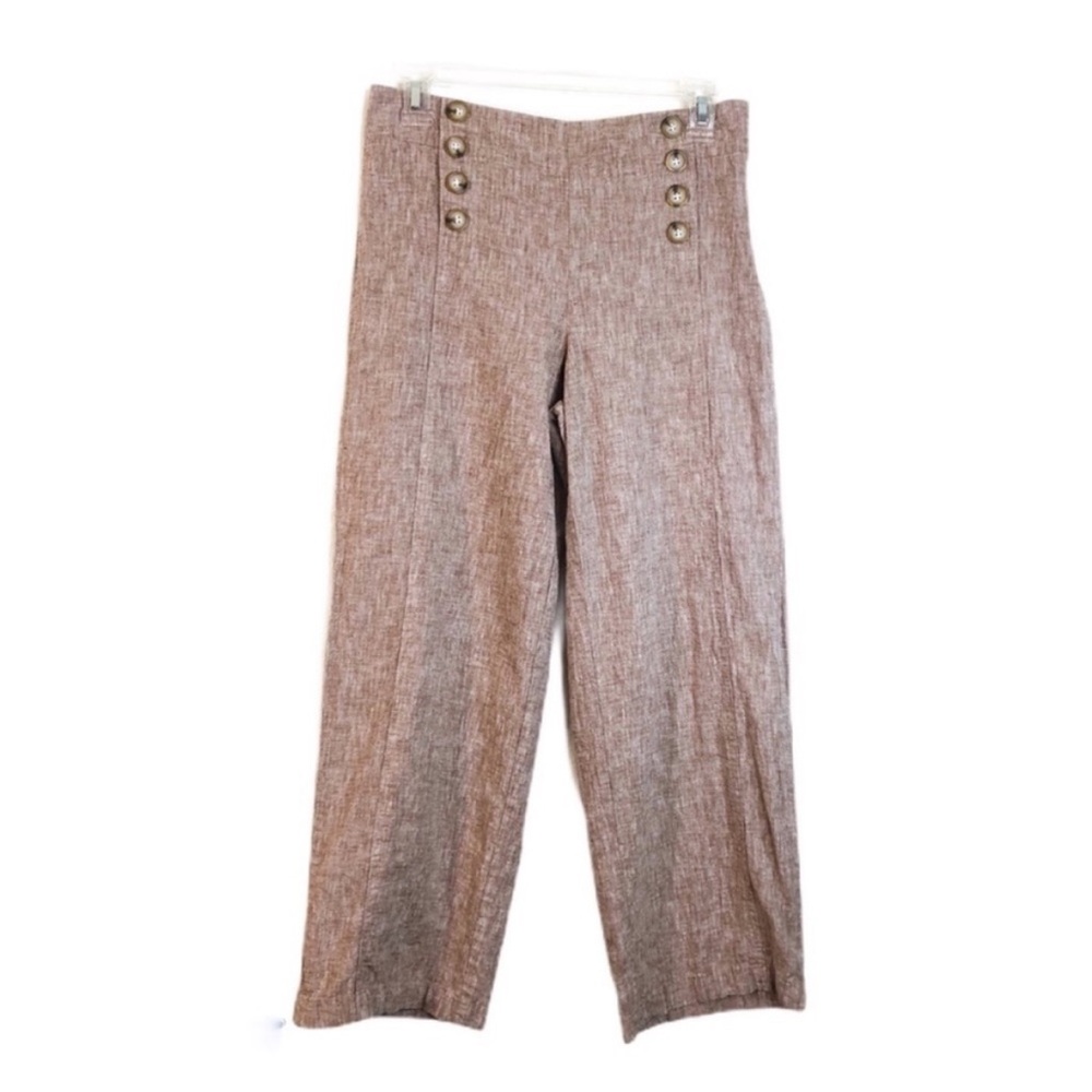 For Cynthia Pink Textured Linen Pants
